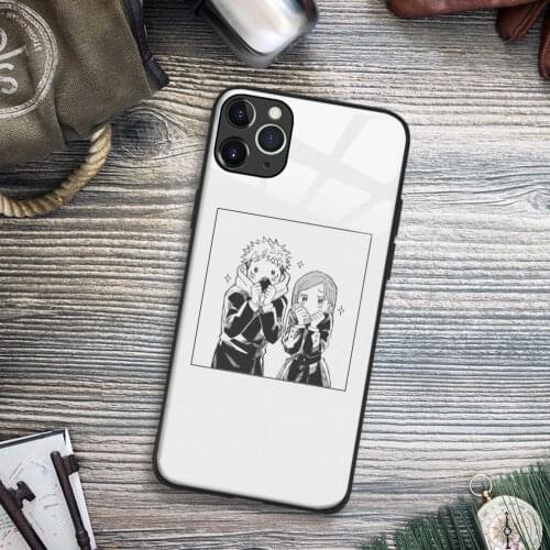 Yuji and Nobara Jujutsu Kaisen Anime Soft TPU Glass Phone Case for IPhone SE 6s 7 8 Plus X Xr Xs 11 12 Mini Pro Max Samsung