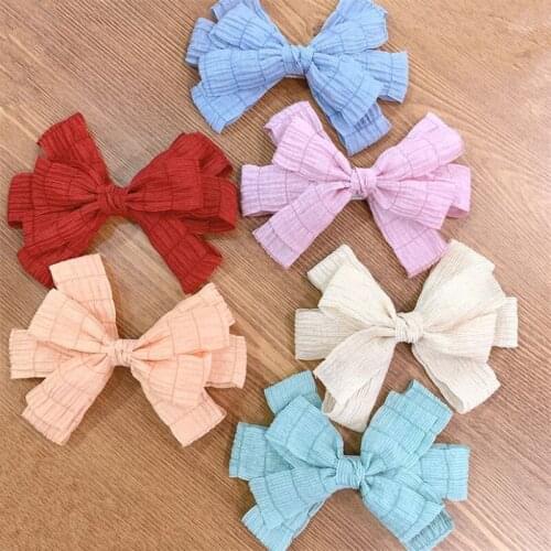 5pcs/Lot 2021New Solid Color Hair Bows Clip Sweet Double Kids Hair Clips For Children DIY Hairpins Girls Hair Accessories