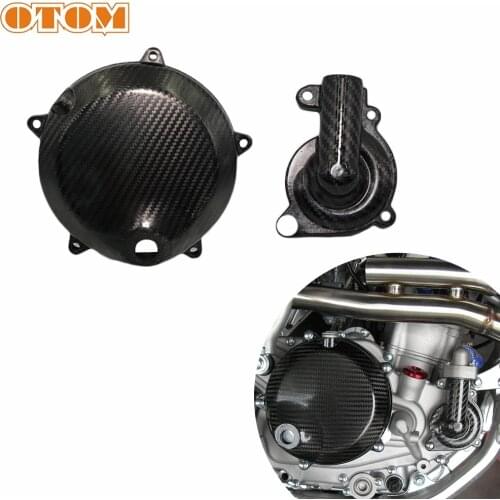 OTOM Carbon Fiber Motorcycle Clutch Guard Water Pump Cover Protector New Versio For ZONGSHEN NC250 NC450 Motocross Engine Parts