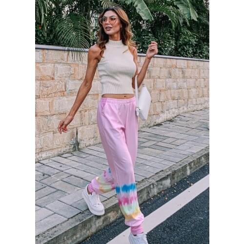 Women Tie-Dye Elastic Waist All-Match Jogger Pants Spring Autumn Fashion Leisure Trousers 7 Color Loose Casual Sport Harem Pants