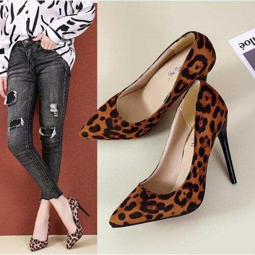 2021 Fashion Womens Shoes Sexy Leopard Print High-heeled Shoes Autumn Womens Stiletto Banquet High-heeled Shoes Plus Size