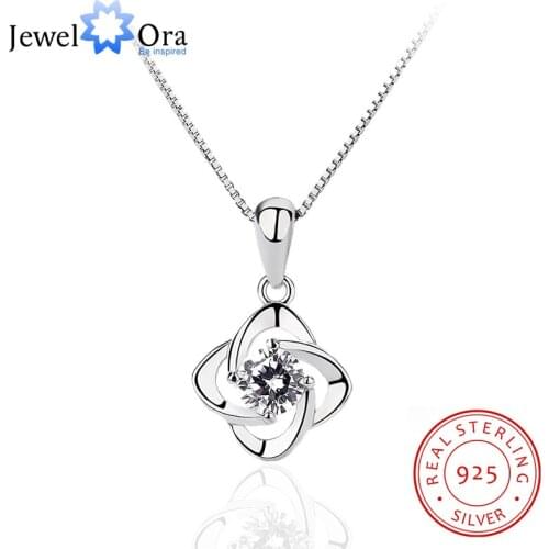 Fashion 925 Sterling Silver Necklaces Pendants For Women Jewelry Trendy Flower Shape Best Friends Gift (Jewelora NE102703)