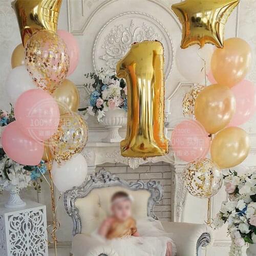 1set Birthday Party Balloon Digit 1 Helium Foil Balloons Boy Girl My 1 Years old Baloon Baby Shower Party Decorations Supplies