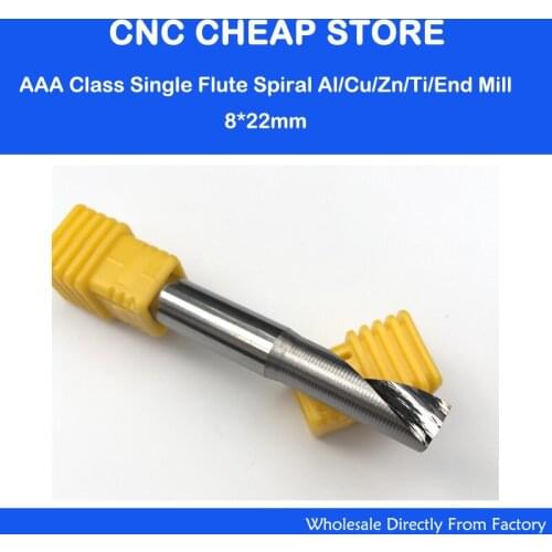 1pc AAA Grade single Blade Aluminium Copper cutting tools One flute CNC router bits End Mill Milling Cutter SHK 8mm CEL 22mm