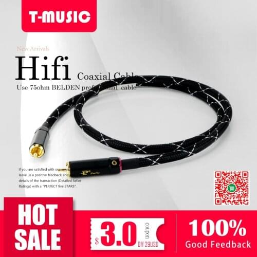 1PCS High Quality 75ohm BELDEN Digital Signal Audio Coaxial Cable + Self-locking RCA Plug / 0.5M 1M 1.5M 2M