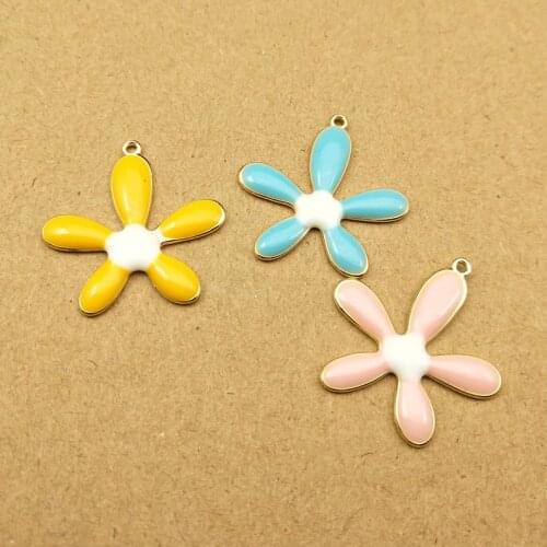 10pcs 23x26mm enamel flower charm for jewelry making fashion charm earring pendant bracelet charms