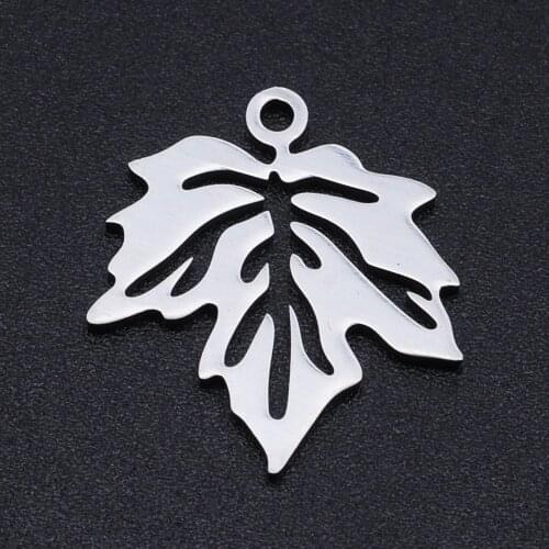 10pcs/lot 19*17mm Stainless Steel Maple Leaf Pendant Bracelet Charms DIY Jewelry Making Handicraft Wholesale