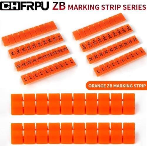 10PCS with text and blank printing type mark UK terminal accessories with number Din Rail Terminal Blocks Maker Strips Orange