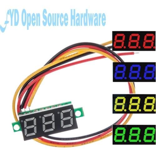 10pcs Three-wire DC0-100V DC digital voltmeter head 0.28-inch LED digital voltmeter Adjustable