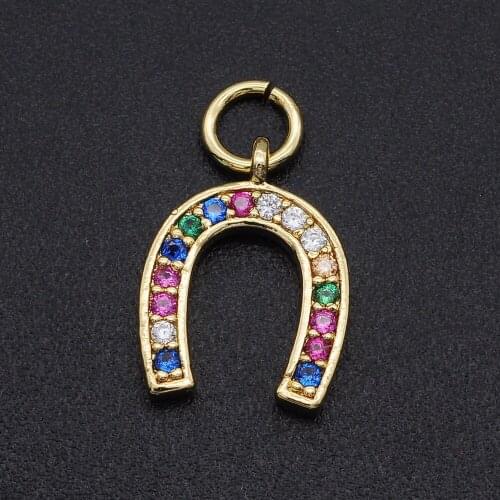 10x13mm 100% CZ Zircon DIY Jewelry Horseshoe Charm Pendant Wholesale Fashion Jewellery Pendants Jewellery Accessories