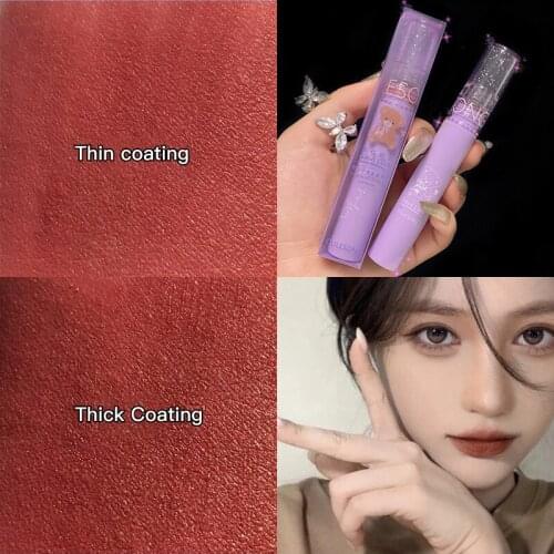 6-color Cute Bear Lip Gloss With Fine Flashing Matte Velvet High-value Non-stick Cup Non-fading Lip Glaze Cosmetics TSLM1