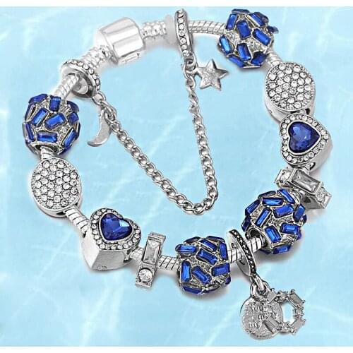 BRACE CODE NEW Models Blue Starry Sky Charm Ladies Bracelet DIY Stars And Moon Accessories Brand Bracelet Women Gifts