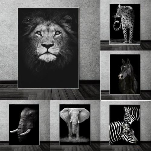 Black And White Animals Canvas Art Posters And Prints Lion Head Paintings On The Wall Nordic Art Animal Pictures Home Decoration