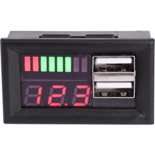 12V Digital Car Motorcycle Voltmeter Voltage Battery Panel Meter w USB 5V Output