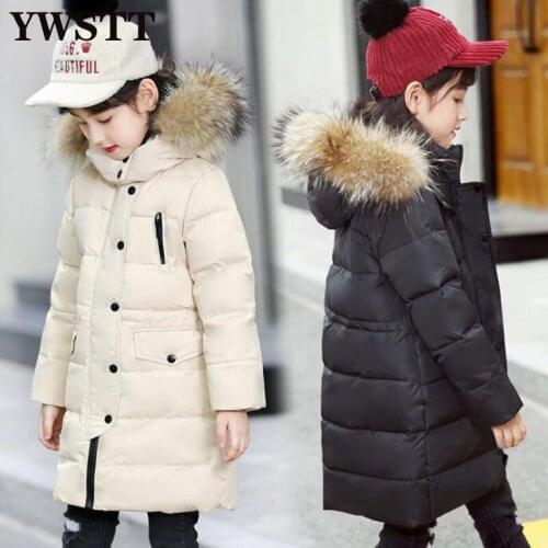 Children Down Jacket Boy Long 2020 Thickened Girl Big Fur Collar Coat Kids Candy Color Warm Kids Parka Snowsuit Outerwear