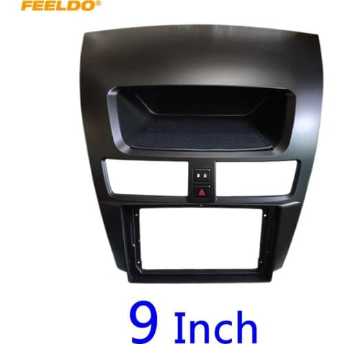 FEELDO Car Audio 9" Big Screen DVD Fascia Frame Adapter For Mazda BT-50 With Emergency Light & Wiring 2Din Dash Panel Frame Kit