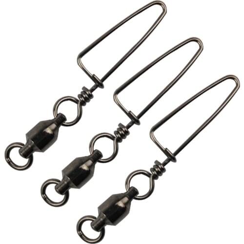 HiUmi 8 Pcs Fishing Swivels Snap Rolling Swivel Connector Ball Bearing Curve Type Pin Stainless Steel