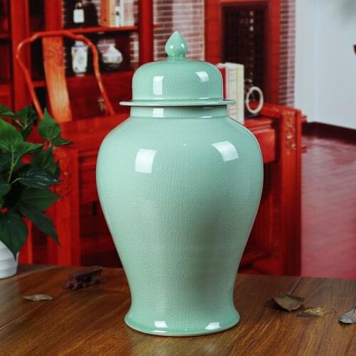 Jingdezhen ceramic Temple jar vase Antique ginger jar Living Room Decoration crack green porcelain ceramic jar