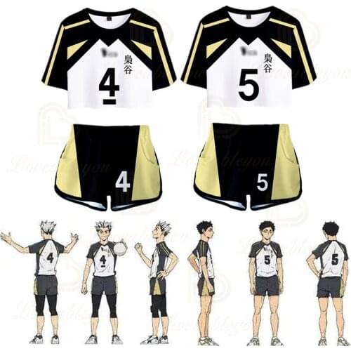 Volleyball Bokuto Kotaro Cosplay Costume Outfit Haikyuu Akaashi Keiji Shirt Shorts Sports Tops Men Women High School Uniform