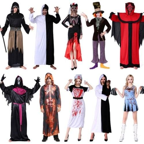 Adult Terror Voodoo Vampire Halloween Costumes for Women Men Carnival Party Ghost Bride Skeleton Cosplay Costume Anime Dress