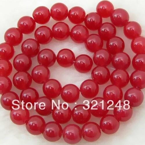 Beautiful red 6mm 8mm 10mm 12mm stone chalcedony jades round loose beads diy elegant women jewelry making 15inch GE5084