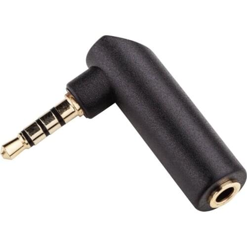 L Shape Right Angle 3.5mm Male to 3.5mm Female 4 pole Jack Socket Plug Extension AV Cable Adapter