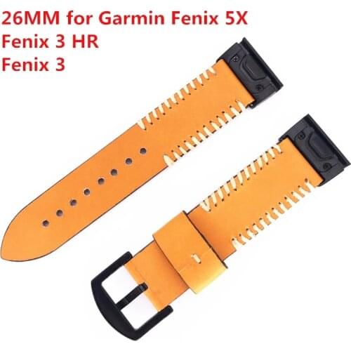 Easy Fit Leather Watch Band Strap For Garmin Fenix 6X/5X/Fenix 3/Fenix 3 HR/D2 charlie/Desent MK1/Tactix Bravo/Foretrex 601 Belt