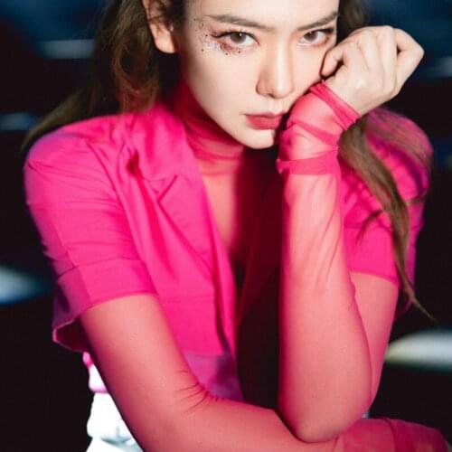 Summer Hot Sale Solid Color Mesh Breathable High Neckline Tops Clothing Women Plain Color Sexy Slim Skinny Tees Summer T-shirts