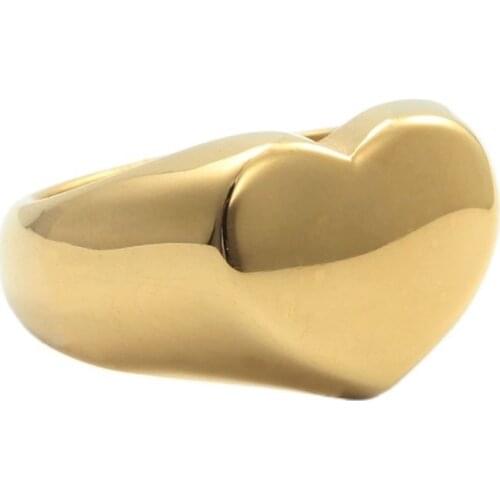 Fashion Jewelry Stainless Steel Heart-Shaped Ring Men Trendy Simple Punk Jewelry Gift