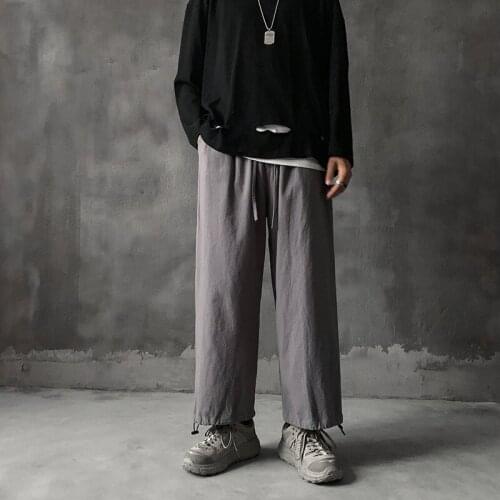 Mens China Style Straight Trousers Solid Comfortable Loose Wide Leg Pants Plus Size M-5XL joggers men cargo pants men new 2020