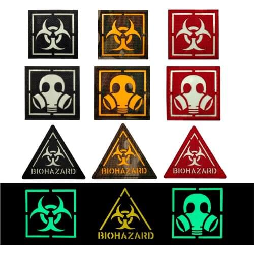 BIOHAZARD Patch Military Armband Badge Sticker Decal Applique Embellishment Gas Mask Glow In Dark Tactical Patches