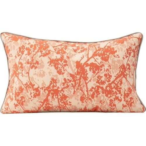 DUNXDECO Cushion Cover Decorative Waist Pillow Case Modern Simple Orange Abstract Flora Jacquard Sofa Chair Bedding Coussin