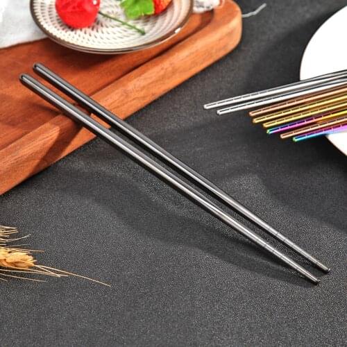 1 Pair Stainless Steel Chopsticks Metal Chopsticks Non-slip Chop Sticks Antiskid Reusable Chop Stick Wedding Festival Supplies