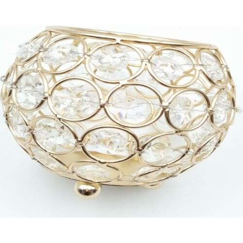 Candle Stand 10cm Crystal Table Metal Bottle Candle Holder Wedding Home Decor Gold