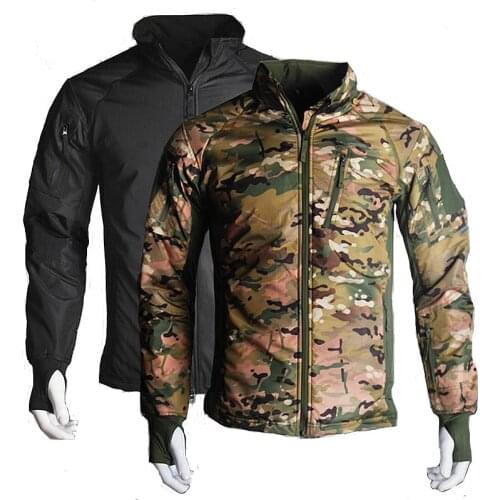 Hiking Jackets Soft Shell Clothes Tactical Jacket Mens Windbreaker Hooded Military Fleece Jacket Windproof Camouflage Clothes