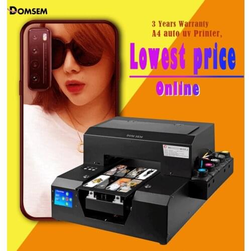 DOMSEM Semi-automatic UV Printers A4 Size Printer Inkjet 110V 220V Portable Free with Ink For Phone Case Photo