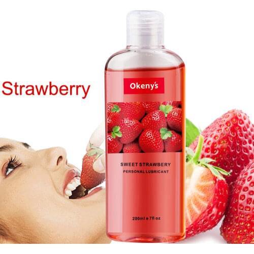 200ml Strawberry Flavor Edible Lubricant for Anal Vaginal Oral Sex Silicone Lubricating Oil Adult Sex Products Body Massage Gel
