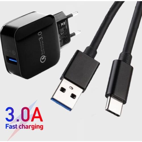 USB C Wall Charger 18W Fast Charger For Samsung Galaxy A50 A70 A51 A51 A32 A52 A72 A82 F52 F62 Type C Fast Charging Cable
