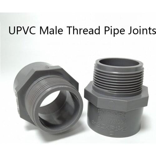 UPVC Male Thread Pipe Joints Grey UPVC Connector Garden Water Connectors Aquarium Fish Tank Adapter UPVC Pipe Joints 1 Pcs