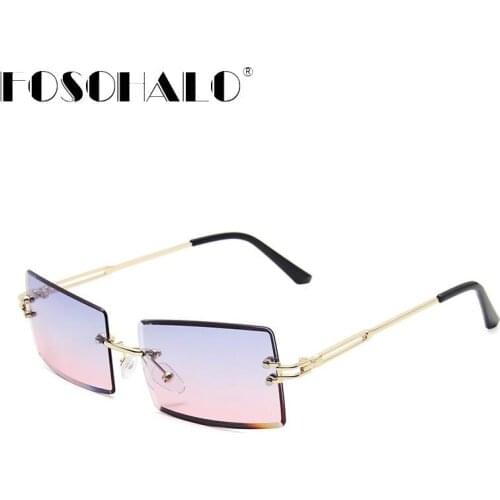 Punk Rimless Sunglasses Women Brand Designer Rectangle Glasses Men Retro Steampunk Sunglasses Eyewear Vintage Small Frames