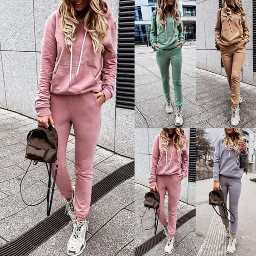 2020 Women Autumn Long Sleeve Hoodie Sweatshirt Skinny Pants Tracksuit Sports Outfit Sportswear Tracksuit Clothes