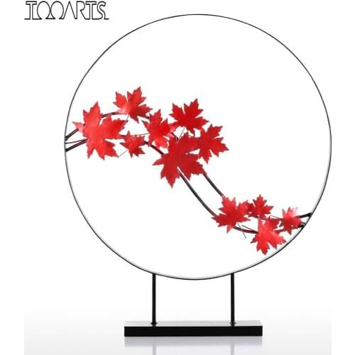 Tooarts Tomfeel Maple Leaf Ornament Iron Sculpture Abstract Modern Sculpture Iron Circle Home Decor Modern Concise Artwork