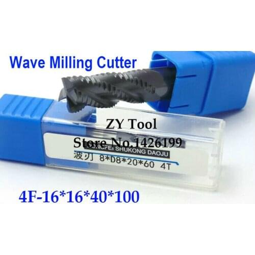 Wave carbide milling cutter 4F-16.0MM,16*16*40*100MM alloy Rough milling cutter , CNC milling machine,CNC milling tools, Nc tool