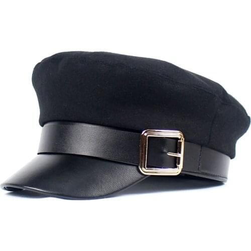 2020 cotton Military Hat Autumn Sailor Hat For Women flat top Female travel cadet hat Captain Cap Berets 07
