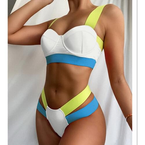 Ladies Summer Split Swimwear Set Adults Women Fashionable Floral Plant Printing Sexy Backless Bikini Swimsuit for Travel