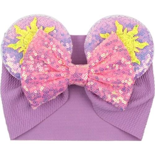 1 Pcs Fashionable Sequin Elastic Cartoon Hair Bowknot Mickey Ear Bandana Children Girl Headdress Baby Creative Hair Accessories