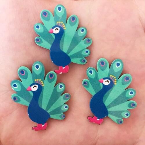 Cute Peacock Flat back Acrylic sheet Miniature pattern applique 10pcs DIY Wedding scrapbook craft OF376