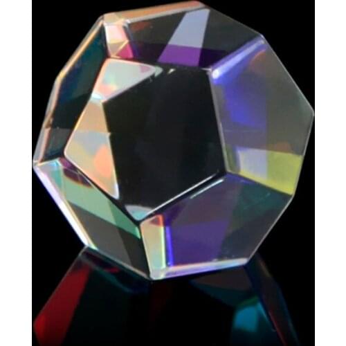 2021 New Polyhedron Opticlal Glass Prism 24MM Rainbow Optical Glass Multi-faceted Bright Light Combine Physics Teaching