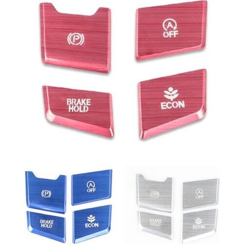 4PCS Car Aluminum Central Control Gear Button Sticker for Honda CRV CR-V 2017-2021 Handbrake Cover Trim Accessories