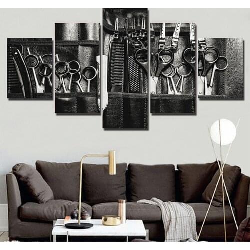 5 Pieces Hairdressing Tools Scissors 5D DIY Full Drill Diamond Painting Multi-Picture Cross Stitch Embroidery Kit A1911